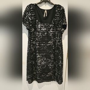 Black and Gray Ruffled Dress